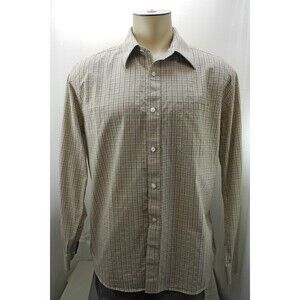 Joseph Abboud Brown Plaid Cotton Long Sleeve Button-Front Shirt - Men's XL